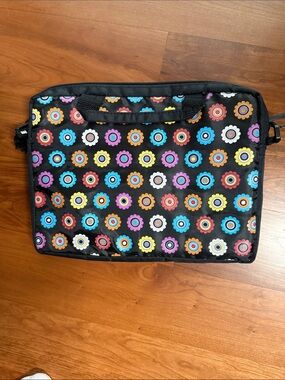 Colorful Floral Black Laptop Bag with Multicolor Pattern